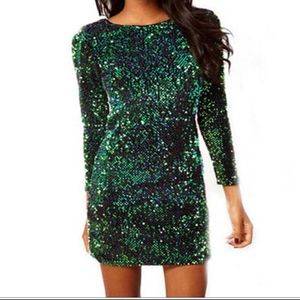 Green Sequin bodycon mini party dress